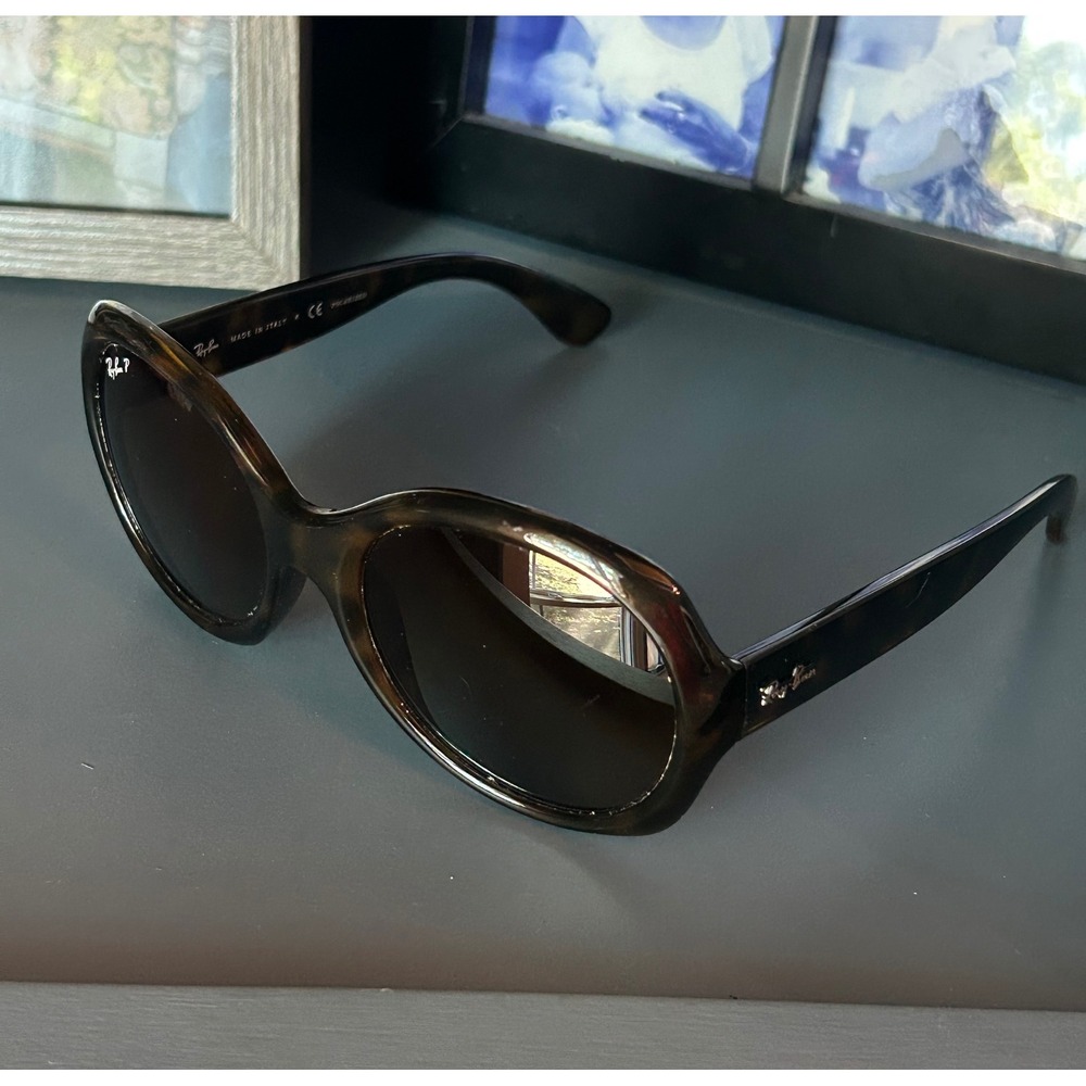 Ray-Ban RB 4191 710/T5 Tortoise Oversized Round Polarized Sunglasses Italy Case